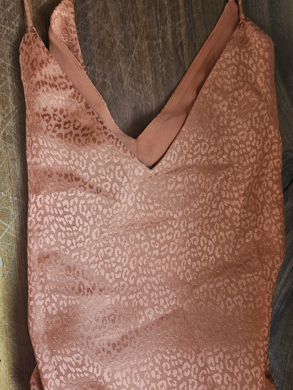 Express Rust Leopard Jacquard V-Neck Cami